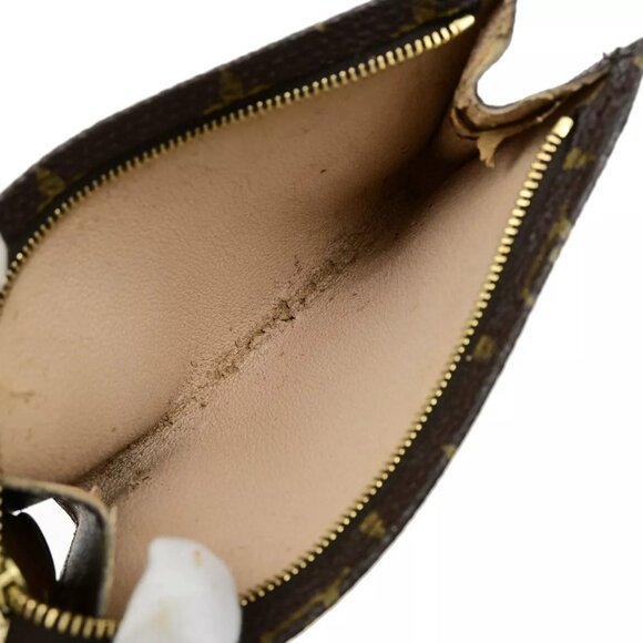 LOUIS VUITTON Logo BUCKET PM Pouch Bag Monogram Leather Brown France 60EE074 - Picture 7 of 13